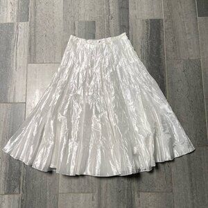 Van Klee Taffeta Gored Full Sweep Circle Midi Skirt White Size Small